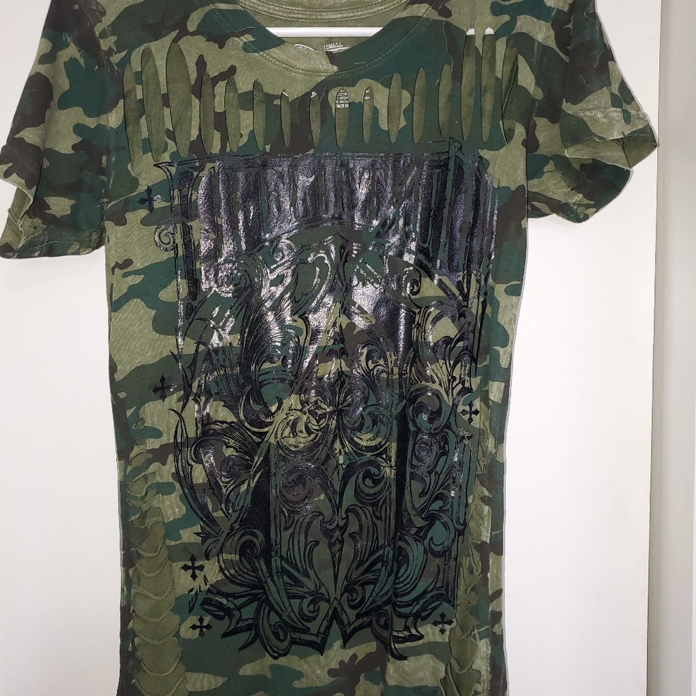 Women's Affliction camo tee shirt